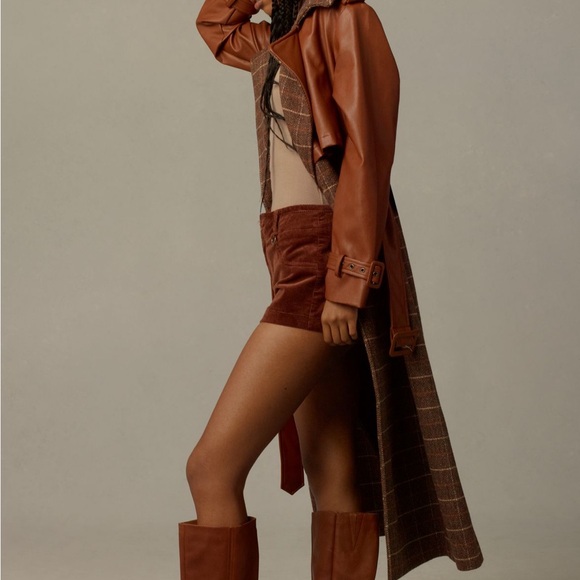 NWT Avec Les Filles Plaid Faux-Leather Belted
Trench Coat - Picture 4 of 6